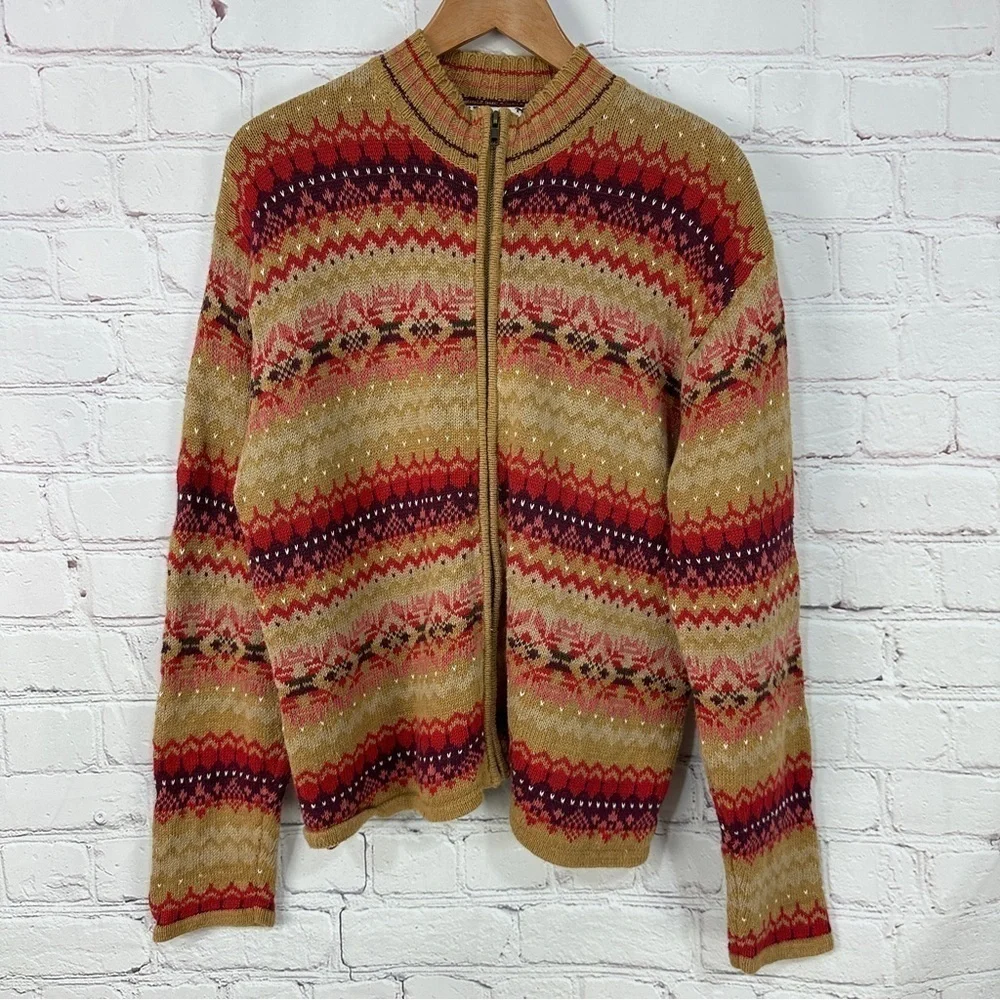 Vintage women’s zippered cardigan sweater size extra large stretchy Cottagecore - Picture 4 of 7